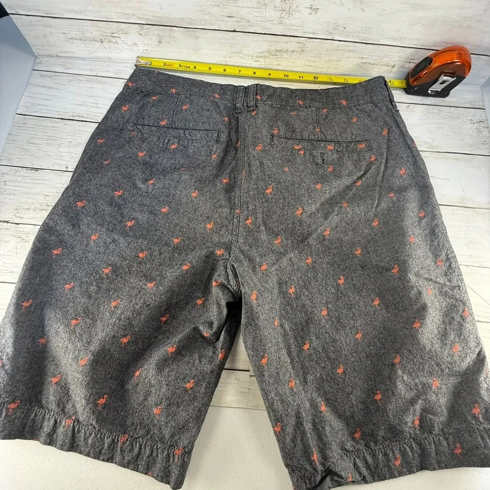 Retrofit Mens Shorts Size 34‎ Gray Orange Flamingo Print Tropical Casual Summer